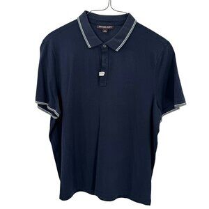 Michael Kors Navy & White Short Sleeve Polo Shirt Mens XL 100% Cotton Casual